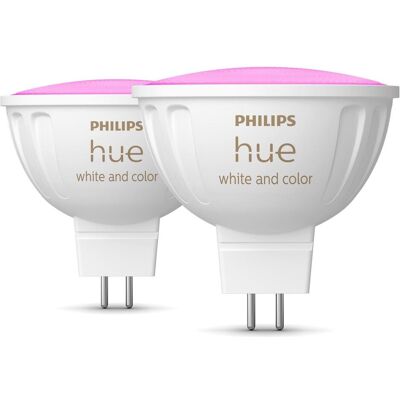 Philips Hue, Ampoule, White & Colour Ambiance (GU5.3, 400 lm, 2x) - Publicité Philips Hue, Ampoule, White & Colour Ambiance (GU5.3, 400 lm, 2x) - Publicité
