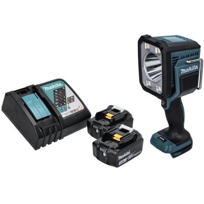 Makita, Éclairage pour atelier, DML 812 RF Projecteur portatif LED Lampe de poche 18 V 1250 lm + 2x batterie 3,0 Ah + chargeur (1250 lm) - Publicité Makita, Éclairage pour atelier, DML 812 RF Projecteur portatif LED Lampe de poche 18 V 1250 lm + 2x batterie 3,0 Ah + chargeur (1250 lm) - Publicité