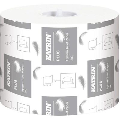 Katrin, Papier toilette, Papier hygiénique Plus System, 2-lg, blanc, 800 feuilles, pour le distributeur de papier hygiénique (36 pcs) - Publicité Katrin, Papier toilette, Papier hygiénique Plus System, 2-lg, blanc, 800 feuilles, pour le distributeur de papier hygiénique (36 pcs) - Publicité