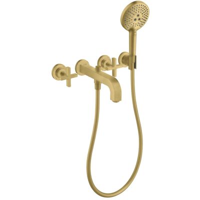 Robinet de baignoire Axor Citterio 3 trous - Laiton brossé - Publicité Robinet de baignoire Axor Citterio 3 trous - Laiton brossé - Publicité