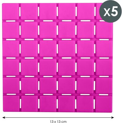 MSV Fuchsia Tapis Antidérapants pour Baignoire et Douche - Lot de 5 - Publicité MSV Fuchsia Tapis Antidérapants pour Baignoire et Douche - Lot de 5 - Publicité