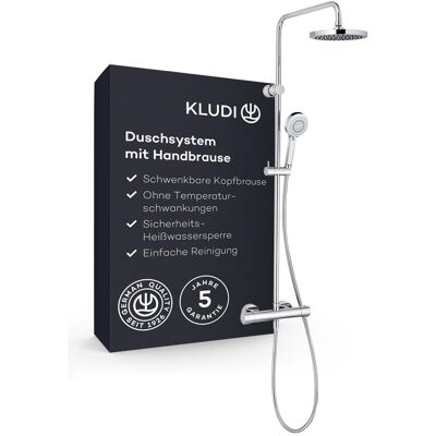 Système de Douche Kludi X3 - Thermostat, Rain & Main Shower - Publicité Système de Douche Kludi X3 - Thermostat, Rain & Main Shower - Publicité