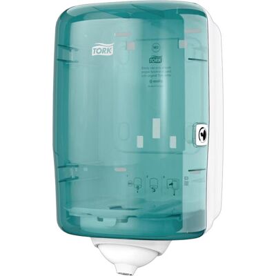 Tork, Distributeur de serviettes en papier, Distributeur de rouleaux de nettoyage Reflex Mini, turquoise/blanc pour le retrait d'une seule - Publicité Tork, Distributeur de serviettes en papier, Distributeur de rouleaux de nettoyage Reflex Mini, turquoise/blanc pour le retrait d'une seule - Publicité