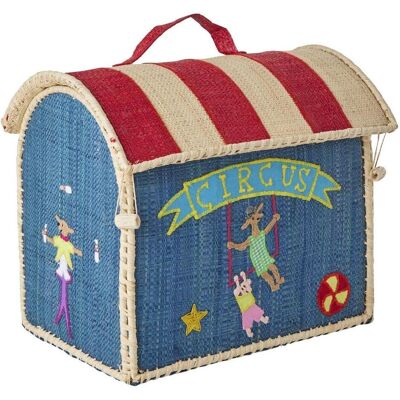 Panier de rangement en rafia bleue cirque Rice - Taille unique - Publicité Panier de rangement en rafia bleue cirque Rice - Taille unique - Publicité