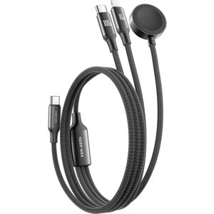Ven-Dens 3-in-1 Flexible USB-C iPhone & Apple Watch Data & Charge Kabel, Montre connectée : accessoires, Noir, Gris - Publicité Ven-Dens 3-in-1 Flexible USB-C iPhone & Apple Watch Data & Charge Kabel, Montre connectée : accessoires, Noir, Gris - Publicité