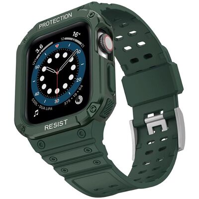 Hurtel Protect Strap Band with Case for Apple Watch 7 / SE (41/40 / 38mm) Case Armored Watch Cover Gre (Plastique, TPU), Sangles de montre, Vert - Publicité Hurtel Protect Strap Band with Case for Apple Watch 7 / SE (41/40 / 38mm) Case Armored Watch Cover Gre (Plastique, TPU), Sangles de montre, Vert - Publicité
