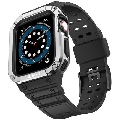 Hurtel Protect Strap Band with Case for Apple Watch 7 / SE (41/40 / 38mm) Case Armored Watch Cover Bla (Matières plastiques, TPU), Sangles de montre, Noir, Argent, Gris - Publicité Hurtel Protect Strap Band with Case for Apple Watch 7 / SE (41/40 / 38mm) Case Armored Watch Cover Bla (Matières plastiques, TPU), Sangles de montre, Noir, Argent, Gris - Publicité