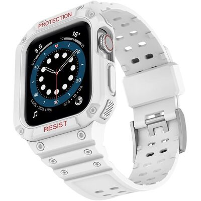Hurtel Protect Strap Band with Case for Apple Watch 7 / SE (41/40 / 38mm) Case Armored Watch Cover Whi (Plastique, TPU), Sangles de montre, Blanc - Publicité Hurtel Protect Strap Band with Case for Apple Watch 7 / SE (41/40 / 38mm) Case Armored Watch Cover Whi (Plastique, TPU), Sangles de montre, Blanc - Publicité