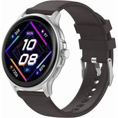 Gravity GT12-7 Damen-Smartwatch, schwarzes Silikonarmband + silbernes Armband (49 mm, sans carte SIM), Montre connectée - Publicité Gravity GT12-7 Damen-Smartwatch, schwarzes Silikonarmband + silbernes Armband (49 mm, sans carte SIM), Montre connectée - Publicité