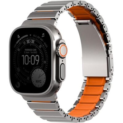 Uniq Strova Flex Strap for Apple Watch 44/45/46/49mm Silver Orange (Acier inoxydable, Silicone), Sangles de montre, Orange, Argent - Publicité Uniq Strova Flex Strap for Apple Watch 44/45/46/49mm Silver Orange (Acier inoxydable, Silicone), Sangles de montre, Orange, Argent - Publicité
