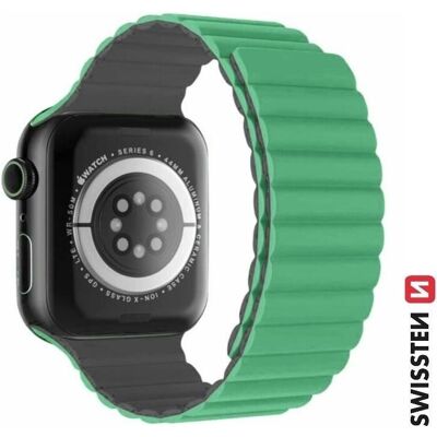 Bracelet Swissten pour Apple Watch - Vert/Gris 38/40/41mm - Silicone - Publicité Bracelet Swissten pour Apple Watch - Vert/Gris 38/40/41mm - Silicone - Publicité