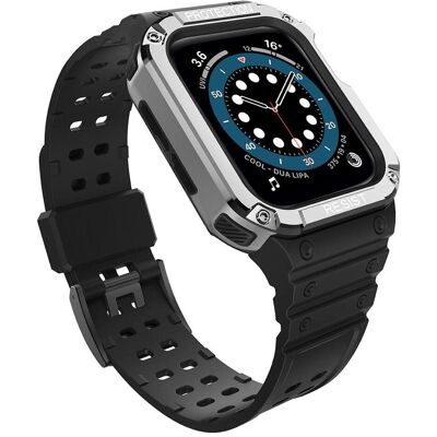 Hurtel Protect Strap Band with Case for Apple Watch 7 / SE (41/40 / 38mm) Case Armored Watch Cover Bla (Matières plastiques, TPU), Sangles de montre, Gris, Noir, Argent - Publicité Hurtel Protect Strap Band with Case for Apple Watch 7 / SE (41/40 / 38mm) Case Armored Watch Cover Bla (Matières plastiques, TPU), Sangles de montre, Gris, Noir, Argent - Publicité