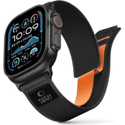 Tech-Protect Nylon Elite Strap for Apple Watch 44 / 45 / 46 / 49 mm - Black amp Orange (Nylon), Sangles de montre, Orange, Noir - Publicité Tech-Protect Nylon Elite Strap for Apple Watch 44 / 45 / 46 / 49 mm - Black amp Orange (Nylon), Sangles de montre, Orange, Noir - Publicité