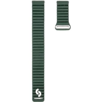 Connect Cuir à tête plate de 22mm - boucle de silicone sangle magnétique (130mm M/L) (Cuir, Silicone), Sangles de montre, Vert - Publicité Connect Cuir à tête plate de 22mm - boucle de silicone sangle magnétique (130mm M/L) (Cuir, Silicone), Sangles de montre, Vert - Publicité