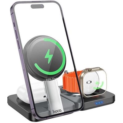 Hoco Chargeur à induction pliable 3 en 1 Compatible avec Apple Watch 15W CQ11 Noir (15 W), Chargeur sans fil, Noir - Publicité Hoco Chargeur à induction pliable 3 en 1 Compatible avec Apple Watch 15W CQ11 Noir (15 W), Chargeur sans fil, Noir - Publicité