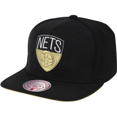 Mitchell & Ness, Unisexe, Casquette, NBA Brooklyn Nets Snapback Cap - 6HSSMM19489-BNEBLCK, Noir, Or - Publicité Mitchell & Ness, Unisexe, Casquette, NBA Brooklyn Nets Snapback Cap - 6HSSMM19489-BNEBLCK, Noir, Or - Publicité