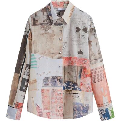 Desigual, Femmes, Chemisier, Chemise à Manches Longues Femme Beige, Marron, Beige, (S) - Publicité Desigual, Femmes, Chemisier, Chemise à Manches Longues Femme Beige, Marron, Beige, (S) - Publicité
