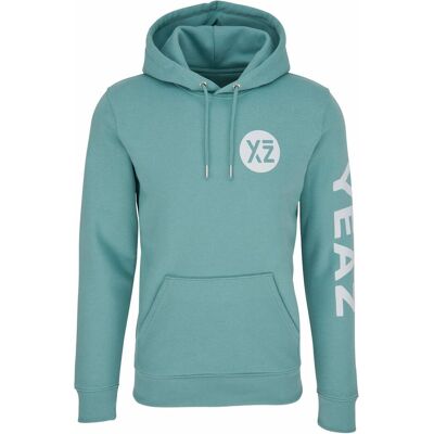 Sweat à capuche végétalien en coton bio YEAZ - Coupe décontractée - Bleu/Vert/Turquoise - Publicité Sweat à capuche végétalien en coton bio YEAZ - Coupe décontractée - Bleu/Vert/Turquoise - Publicité