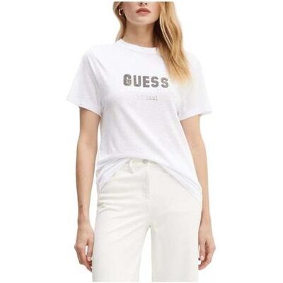 Guess T-Shirt Blanc en Coton - Vêtements Décontractés - Publicité Guess T-Shirt Blanc en Coton - Vêtements Décontractés - Publicité