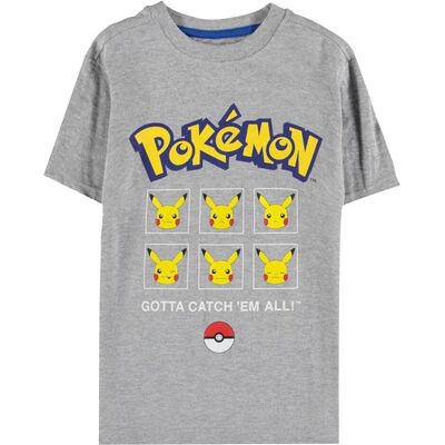 Pokémon, Garçons, T-shirt, T-shirt à manches courtes pour garçons Pika, Gris, (146, 152) - Publicité Pokémon, Garçons, T-shirt, T-shirt à manches courtes pour garçons Pika, Gris, (146, 152) - Publicité