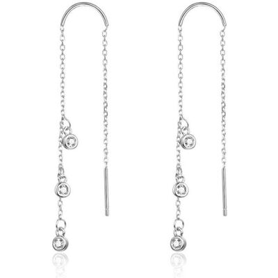 Beneto, Boucles d'oreilles, Boucles d'oreilles longues en argent avec zircons AGUV1979 (L), (Argent) - Publicité Beneto, Boucles d'oreilles, Boucles d'oreilles longues en argent avec zircons AGUV1979 (L), (Argent) - Publicité
