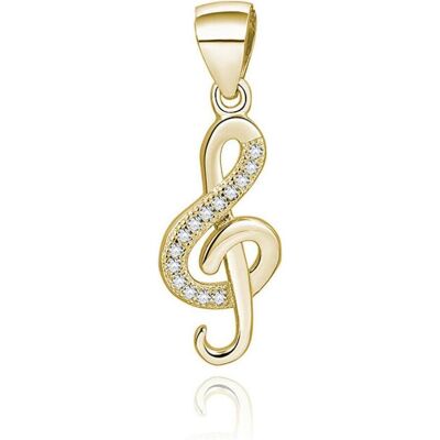 Beneto, Pendentif, Pendentif plaqué or avec zircons Treble clef AGH591-GOLD (L), (Plaqué or) - Publicité Beneto, Pendentif, Pendentif plaqué or avec zircons Treble clef AGH591-GOLD (L), (Plaqué or) - Publicité