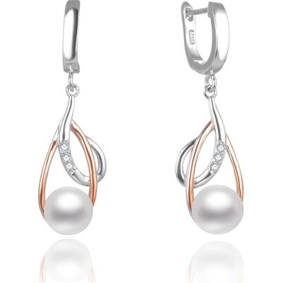 Beneto, Boucles d'oreilles, Boucles d'oreilles de luxe en bicolore avec perles réelles AGUC2676P (L) - Publicité Beneto, Boucles d'oreilles, Boucles d'oreilles de luxe en bicolore avec perles réelles AGUC2676P (L) - Publicité