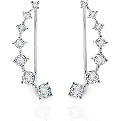 Beneto, Boucles d'oreilles, Boucles d'oreilles longitudinales en argent avec cristaux clairs AGU2712, (Argent) - Publicité Beneto, Boucles d'oreilles, Boucles d'oreilles longitudinales en argent avec cristaux clairs AGU2712, (Argent) - Publicité