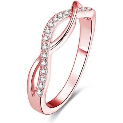 Beneto, Bague, Bague en argent plaqué or rose avec cristaux AGG191 - Circuit : 58 mm (L), (58) - Publicité Beneto, Bague, Bague en argent plaqué or rose avec cristaux AGG191 - Circuit : 58 mm (L), (58) - Publicité