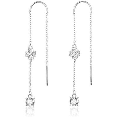 Beneto, Boucles d'oreilles, Boucles d'oreilles longues en argent avec zircons AGUV1978 (L), (Argent) - Publicité Beneto, Boucles d'oreilles, Boucles d'oreilles longues en argent avec zircons AGUV1978 (L), (Argent) - Publicité
