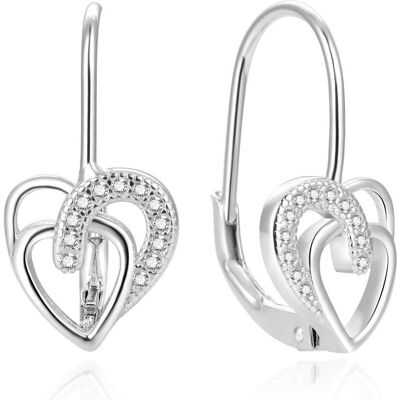 Beneto, Boucles d'oreilles, Beaux boucles d'oreilles en argent avec coeurs AGUC1766, (Argent) - Publicité Beneto, Boucles d'oreilles, Beaux boucles d'oreilles en argent avec coeurs AGUC1766, (Argent) - Publicité