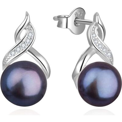 Beneto, Boucles d'oreilles, Boucles d'oreilles de luxe avec de vraies perles noires AGUP2616P-BLACK (L) - Publicité Beneto, Boucles d'oreilles, Boucles d'oreilles de luxe avec de vraies perles noires AGUP2616P-BLACK (L) - Publicité