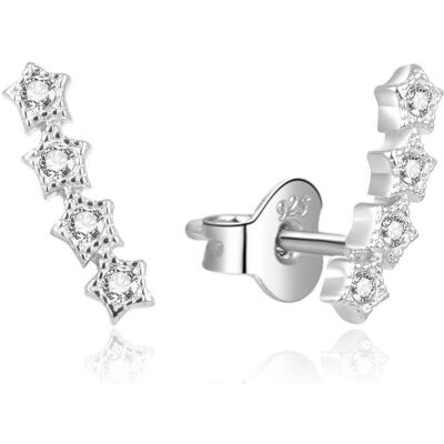 Beneto, Boucles d'oreilles, Boucles d'oreilles ludiques longitudinales avec zircons clairs AGUP2116L (L) - Publicité Beneto, Boucles d'oreilles, Boucles d'oreilles ludiques longitudinales avec zircons clairs AGUP2116L (L) - Publicité