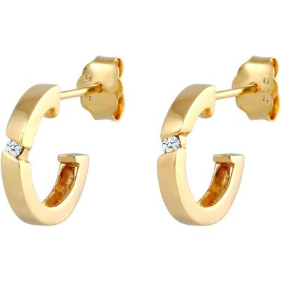 Elli, Boucles d'oreilles, Boucles d'oreilles créoles scintillantes avec diamant brillant, (585 Or jaune) - Publicité Elli, Boucles d'oreilles, Boucles d'oreilles créoles scintillantes avec diamant brillant, (585 Or jaune) - Publicité