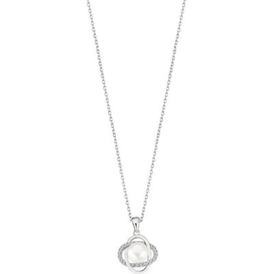 Lotus Collier, Silver - Gentle silver necklace with clear zircons and synthetic pearl LP3094-1 / 1 (L), (Argent) - Publicité Lotus Collier, Silver - Gentle silver necklace with clear zircons and synthetic pearl LP3094-1 / 1 (L), (Argent) - Publicité