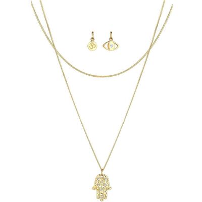 Elli, Collier, Necklace Ladies Oriental Pendant Elegant in 925 Sterling Silver Faceted Crystal, (Argent sterling 925, Dorure) - Publicité Elli, Collier, Necklace Ladies Oriental Pendant Elegant in 925 Sterling Silver Faceted Crystal, (Argent sterling 925, Dorure) - Publicité