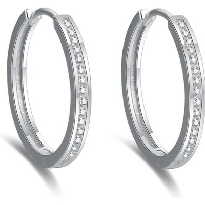 Beneto, Boucles d'oreilles, Élégants boucles d'oreilles rondes en argent AGUC2270 - Diamètre : 2.5 cm (L), (Argent) - Publicité Beneto, Boucles d'oreilles, Élégants boucles d'oreilles rondes en argent AGUC2270 - Diamètre : 2.5 cm (L), (Argent) - Publicité