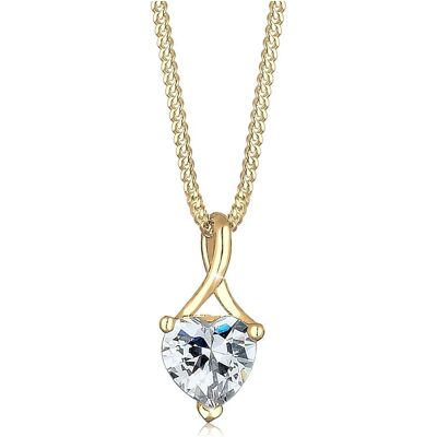 Elli, Collier, Collier coeur en or jaune 14 carats avec zirconium blanc, fin et élégant, (585 Or jaune, Or jaune 14 carats) - Publicité Elli, Collier, Collier coeur en or jaune 14 carats avec zirconium blanc, fin et élégant, (585 Or jaune, Or jaune 14 carats) - Publicité