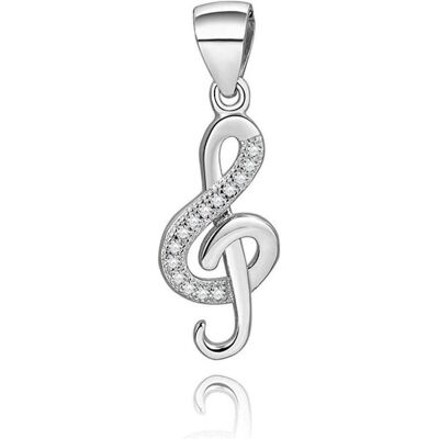 Beneto, Pendentif, Pendentif argenté avec zircons Treble clef AGH591 (L), (Argent) - Publicité Beneto, Pendentif, Pendentif argenté avec zircons Treble clef AGH591 (L), (Argent) - Publicité