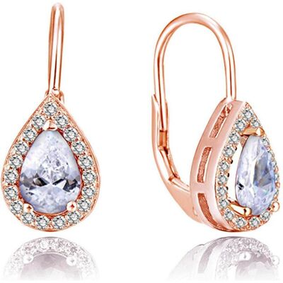 Beneto, Boucles d'oreilles, Boucles d'oreilles plaquées or avec zircons clairs AGUC2231-ROSE - Publicité Beneto, Boucles d'oreilles, Boucles d'oreilles plaquées or avec zircons clairs AGUC2231-ROSE - Publicité