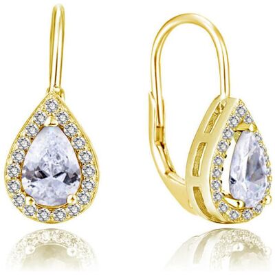 Beneto, Boucles d'oreilles, Boucles d'oreilles plaquées or avec zircons clairs AGUC2228-GOLD - Publicité Beneto, Boucles d'oreilles, Boucles d'oreilles plaquées or avec zircons clairs AGUC2228-GOLD - Publicité