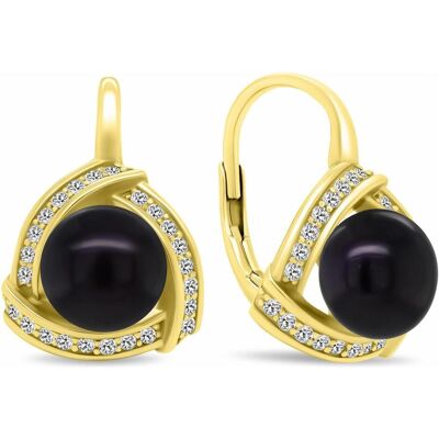 Brilio, Boucles d'oreilles, Silver - Luxurious gold-plated earrings withack pearl EA393YBC - Publicité Brilio, Boucles d'oreilles, Silver - Luxurious gold-plated earrings withack pearl EA393YBC - Publicité