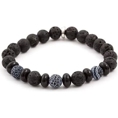 Beneto, Bracelet, Bracelet en pierre de lave et howlite MINK63 - Longueur : 19 cm (L), (19 cm, Howlite, Lave) - Publicité Beneto, Bracelet, Bracelet en pierre de lave et howlite MINK63 - Longueur : 19 cm (L), (19 cm, Howlite, Lave) - Publicité