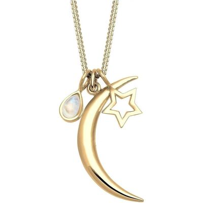 Elli, Collier, Necklace Halbmond Stern Mondstein 925 Silber faceted cut Moonstone, (Argent sterling 925) - Publicité Elli, Collier, Necklace Halbmond Stern Mondstein 925 Silber faceted cut Moonstone, (Argent sterling 925) - Publicité
