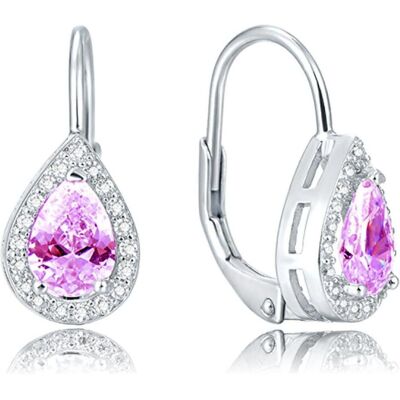 Beneto, Boucles d'oreilles, Boucles d'oreilles en argent avec cristal rose AGUC1162, (Argent) - Publicité Beneto, Boucles d'oreilles, Boucles d'oreilles en argent avec cristal rose AGUC1162, (Argent) - Publicité