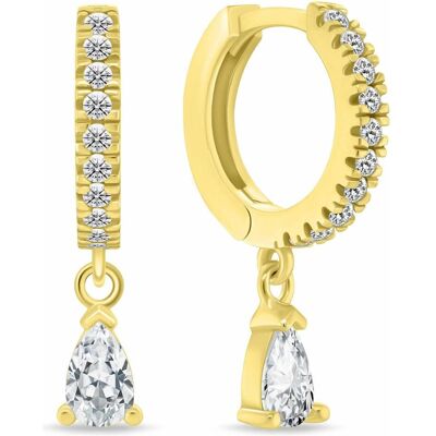 Brilio, Boucles d'oreilles, Silver - Gold-plated hoop earrings with cubic zirconia EA1171Y, (Argent, Plaqué or) - Publicité Brilio, Boucles d'oreilles, Silver - Gold-plated hoop earrings with cubic zirconia EA1171Y, (Argent, Plaqué or) - Publicité