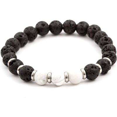 Beneto, Bracelet, Bracelet en pierre de lave et howlite MINK52 - Longueur : 17 cm (L), (17 cm, HOWLIT, Pierre de lave) - Publicité Beneto, Bracelet, Bracelet en pierre de lave et howlite MINK52 - Longueur : 17 cm (L), (17 cm, HOWLIT, Pierre de lave) - Publicité