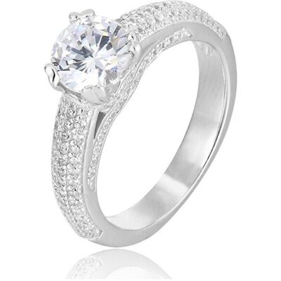 Beneto, Bague, Bague argentée avec zircons AGG342 - Circuit : 52 mm (L), (52) - Publicité Beneto, Bague, Bague argentée avec zircons AGG342 - Circuit : 52 mm (L), (52) - Publicité