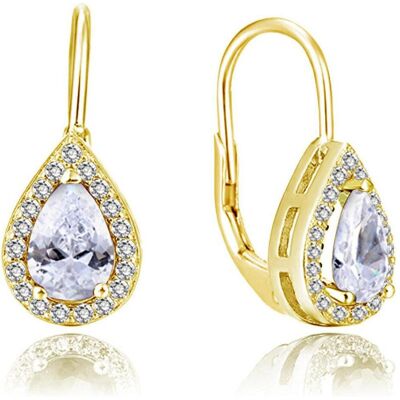 Beneto, Boucles d'oreilles, Boucles d'oreilles plaquées or avec zircons clairs AGUC2228-GOLD - Publicité Beneto, Boucles d'oreilles, Boucles d'oreilles plaquées or avec zircons clairs AGUC2228-GOLD - Publicité