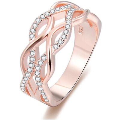 Beneto, Bague, Bague en argent plaqué or rose avec zircons AGG333 - Circuit : 58 mm, (58) - Publicité Beneto, Bague, Bague en argent plaqué or rose avec zircons AGG333 - Circuit : 58 mm, (58) - Publicité